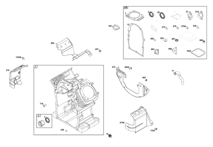 Cylinder Group Diagram and Parts List for 356447-3545-G1 200000 - 399999 Briggs and Stratton Engine